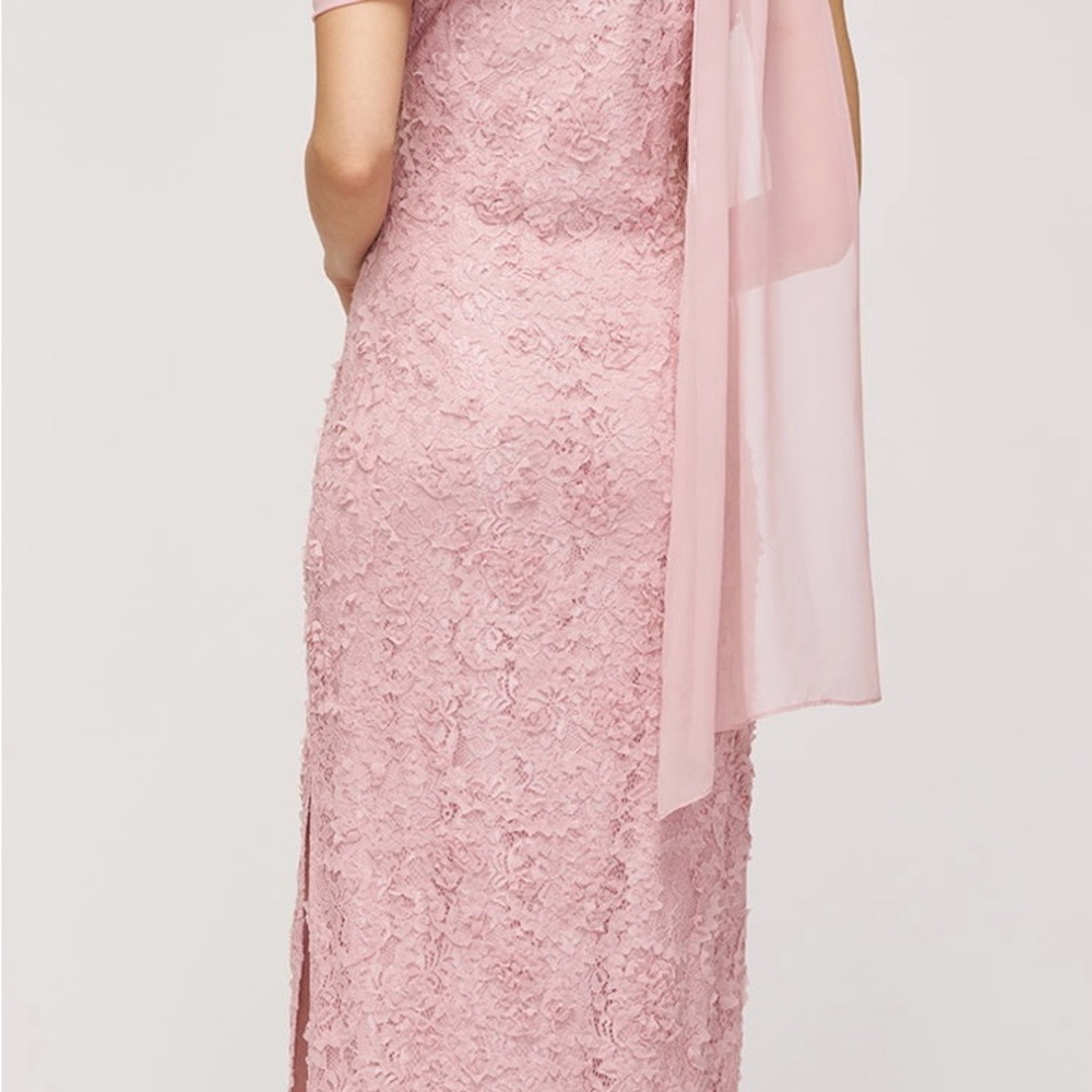 JS Collections Pink Asymmetrical Draped Wedding Gown - Picture 2 of 5